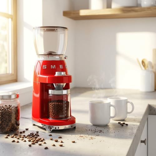 Smeg cgf11 red conical burr coffee grinder — photo 4