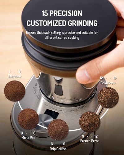Stainless steel conical electric coffee grinder — photo 3