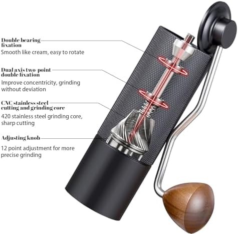 Black stainless steel small manual grinder — photo 4