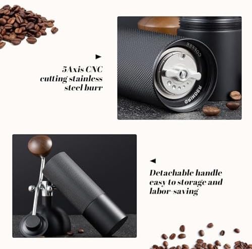Black stainless steel small manual grinder — photo 5