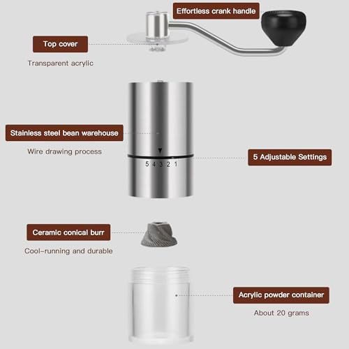 Ceramic conical burr manual coffee grinder — photo 4