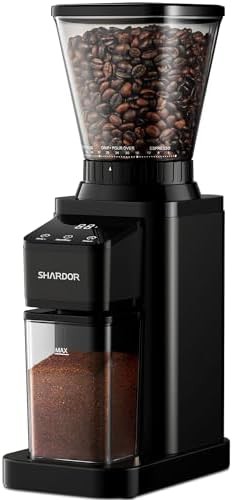 Black anti static conical burr coffee mill