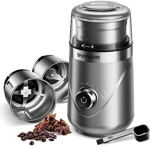 Compact electric coffee grinder with timer function