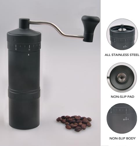 Black aluminum manual coffee grinder with blowing nozzle — photo 3