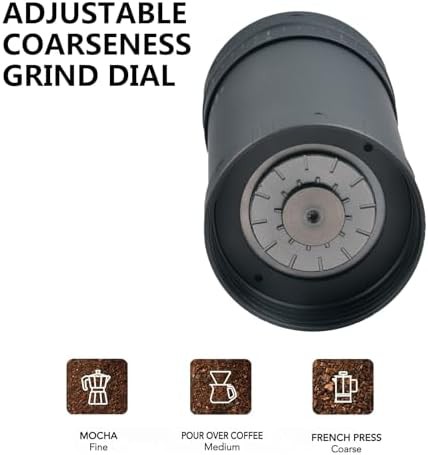 Black aluminum manual coffee grinder with blowing nozzle — photo 5