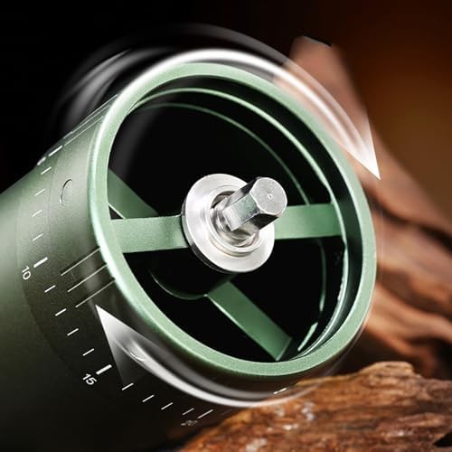 Green aluminum manual coffee grinder with steel burrs — photo 3