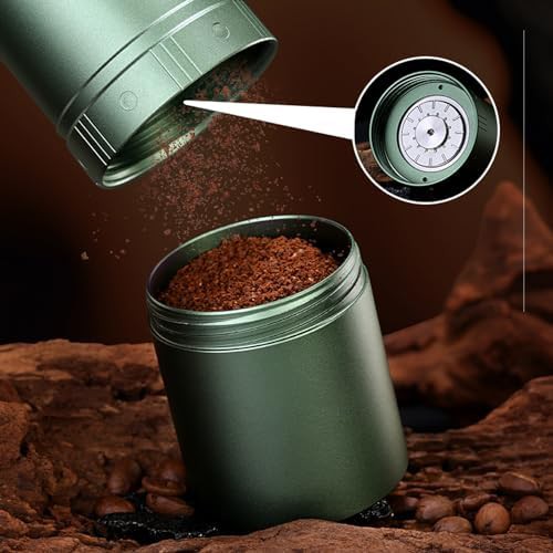 Green aluminum manual coffee grinder with steel burrs — photo 4