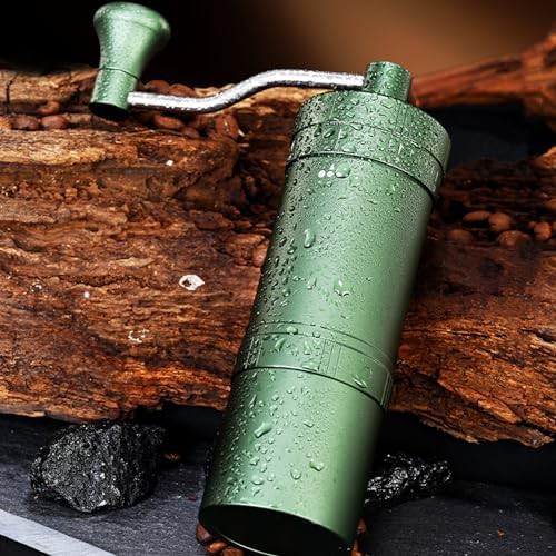 Green aluminum manual coffee grinder with steel burrs — photo 5