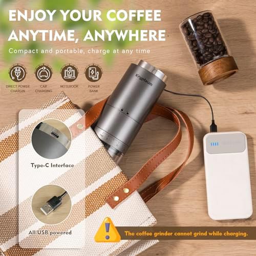 Portable electric cordless coffee mill with LED — photo 5