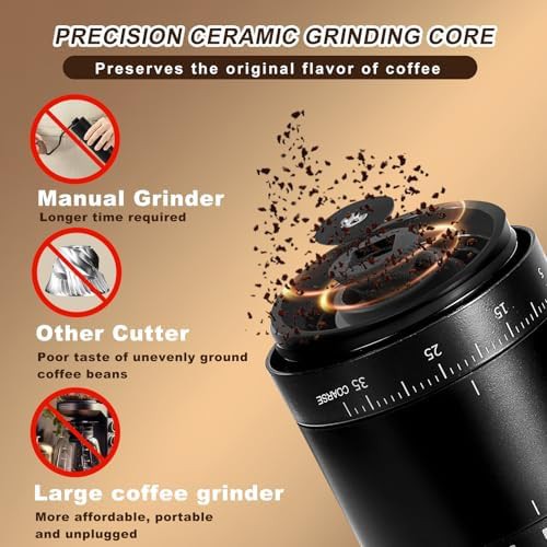 Portable electric ceramic coffee grinder black — photo 3