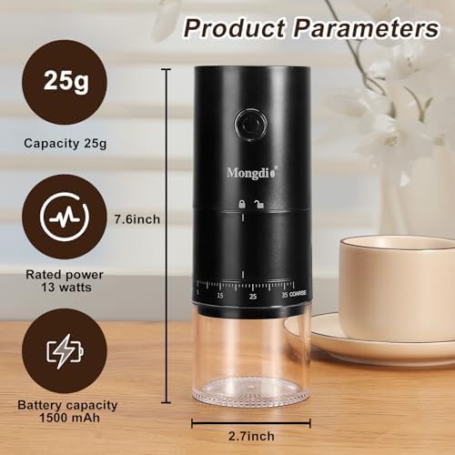 Portable electric ceramic coffee grinder black — photo 5