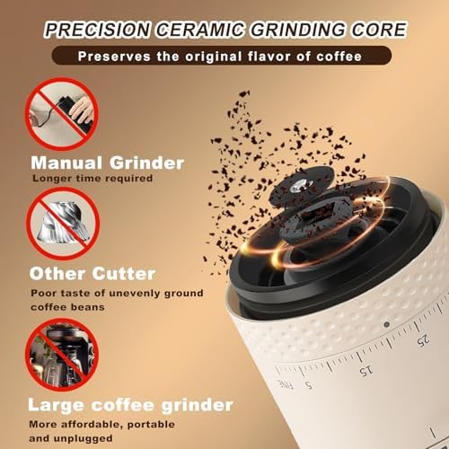 Portable electric ceramic coffee grinder white — photo 3