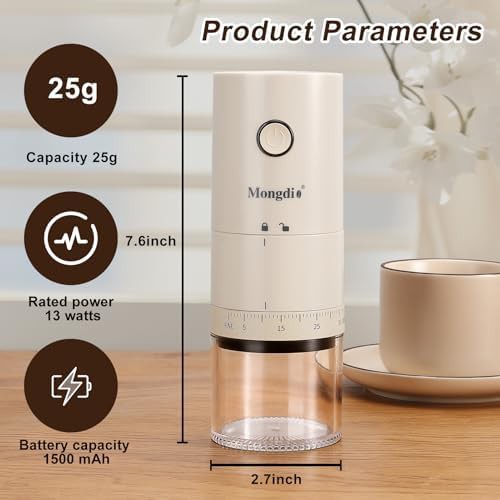 Portable electric ceramic coffee grinder white — photo 5