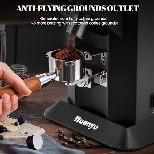 Black touchscreen coffee grinder with large hopper — photo 3