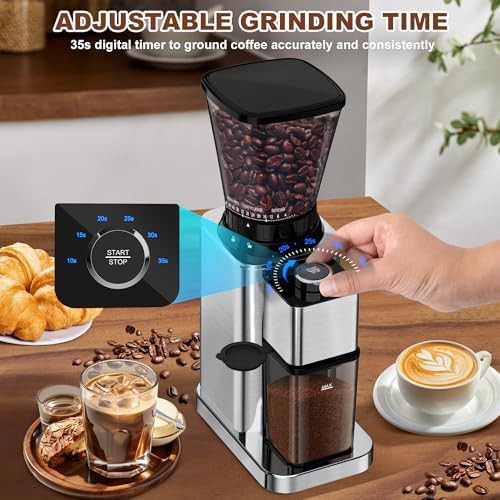Electric conical burr grinder in stainless steel — photo 4
