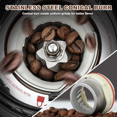 Electric conical burr grinder in stainless steel — photo 5