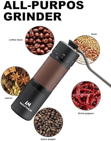 Black stainless steel cone grinder with wood knob — photo 3