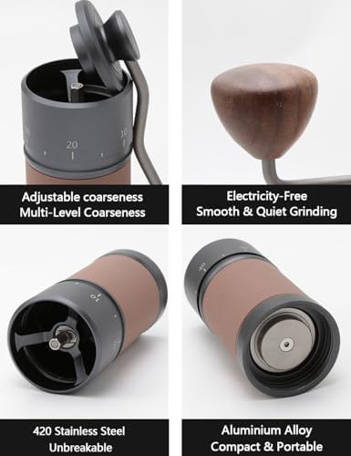Black stainless steel cone grinder with wood knob — photo 4