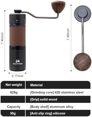 Black stainless steel cone grinder with wood knob — photo 5