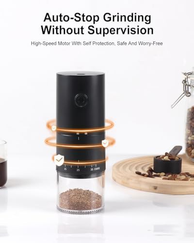 Conical burr auto stop travel grinder black — photo 3