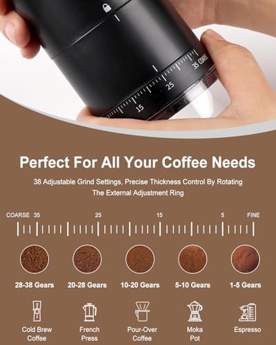Conical burr auto stop travel grinder black — photo 5