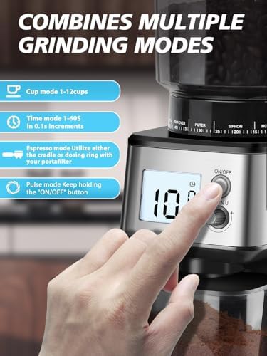 Electric conical espresso grinder with portafilter holder — photo 4