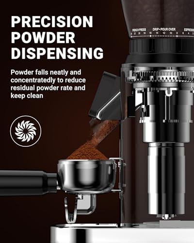 Silver espresso grinder with integrated portafilter holder — photo 3
