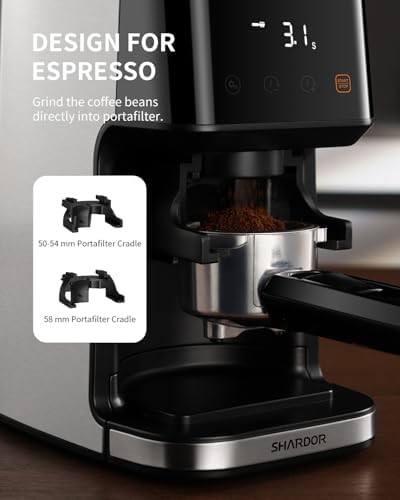 Conical burr espresso grinder with touchscreen timer — photo 5