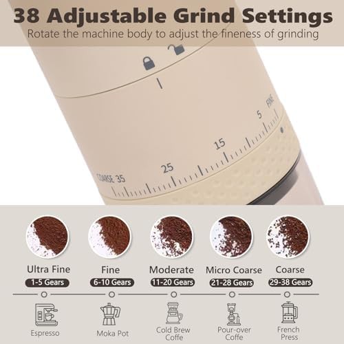 Portable electric beige coffee grinder — photo 4