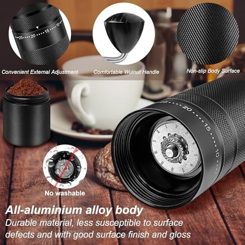 Stainless steel manual coffee grinder with handle — photo 4