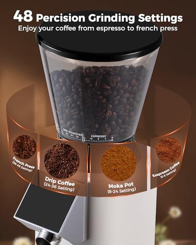Ivory conical burr grinder with timer — photo 3