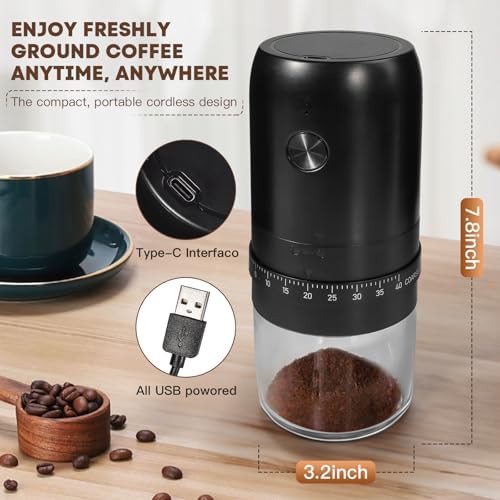 Portable black electric ceramic burr grinder — photo 3