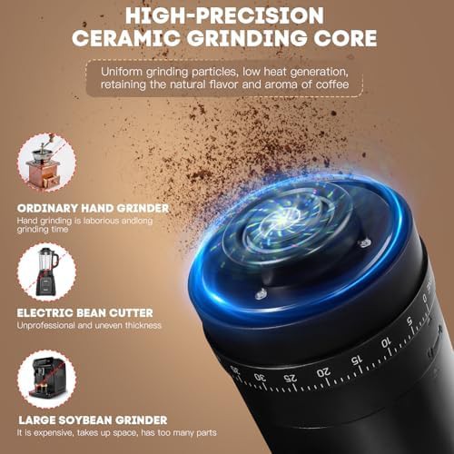 Portable black electric ceramic burr grinder — photo 4