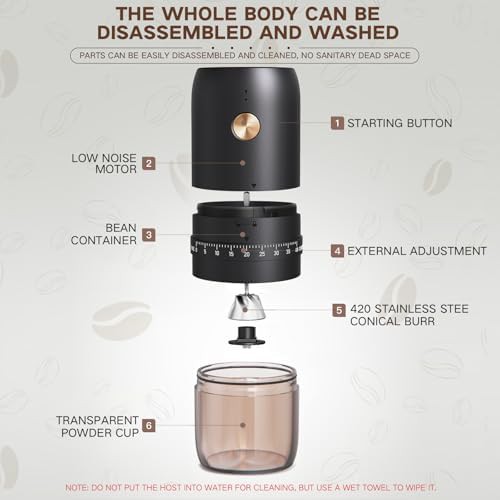 Black conical burr grinder with USB-C — photo 4