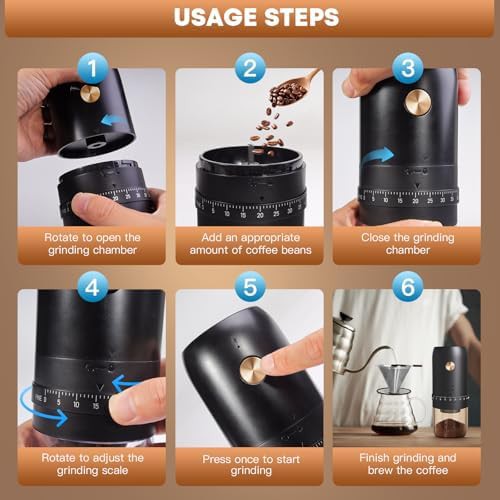 Black conical burr grinder with USB-C — photo 5