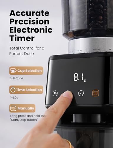 Brushed stainless steel conical espresso grinder — photo 4