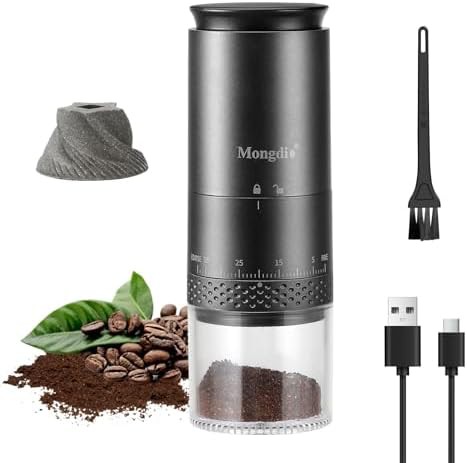 Conical burr coffee grinder with LED display