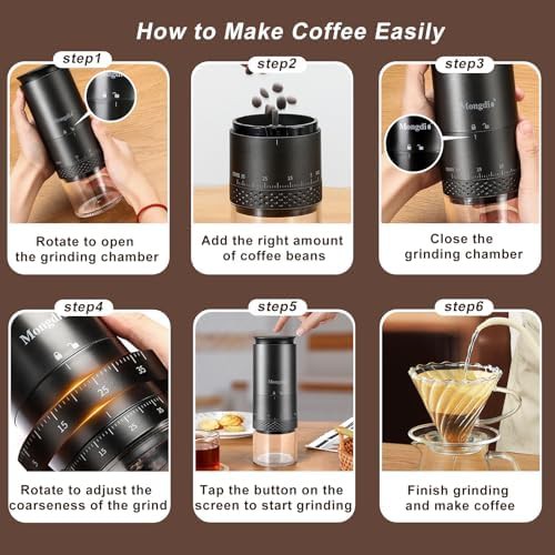 Conical burr coffee grinder with LED display — photo 3