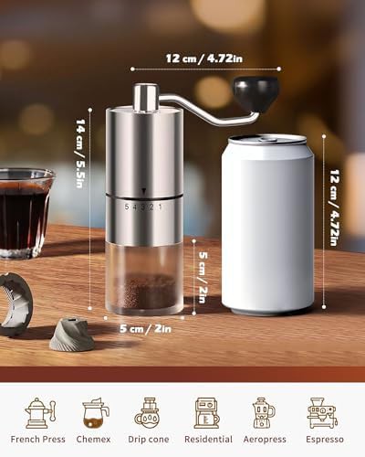 Ceramic burr manual coffee grinder with 5 settings — photo 3