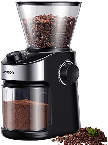 Electric flat burr grinder with electronic timer