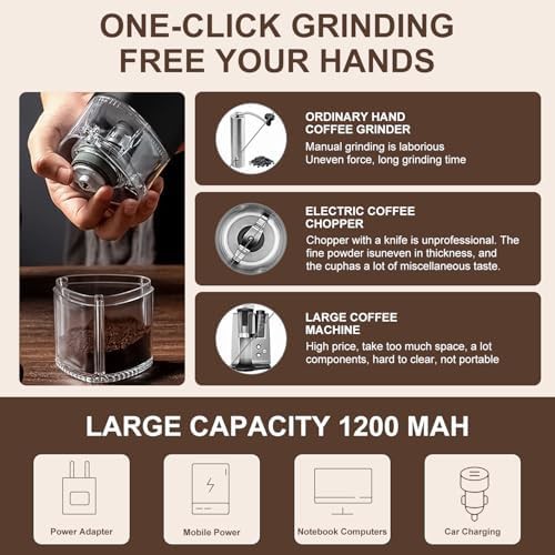 Portable USB rechargeable electric coffee grinder — photo 3