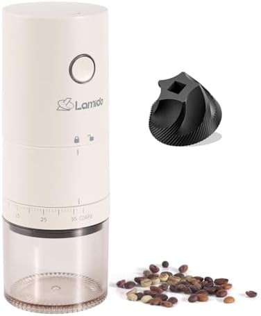 Conical burr auto stop travel grinder white
