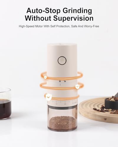 Conical burr auto stop travel grinder white — photo 3