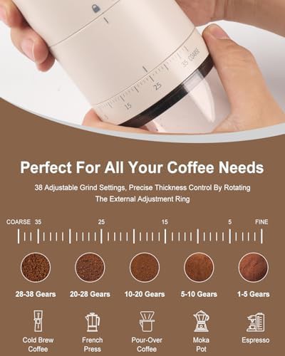 Conical burr auto stop travel grinder white — photo 4