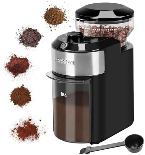 Lonkion electric burr coffee grinder stainless steel
