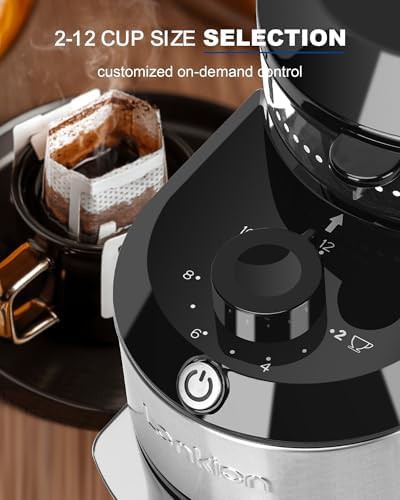 Lonkion electric burr coffee grinder stainless steel — photo 3