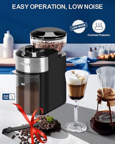 Lonkion electric burr coffee grinder stainless steel — photo 5