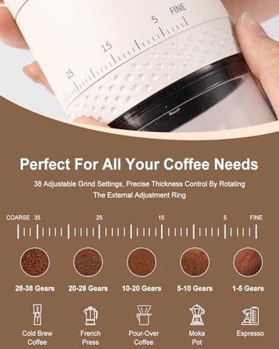Portable electric espresso grinder light beige — photo 4