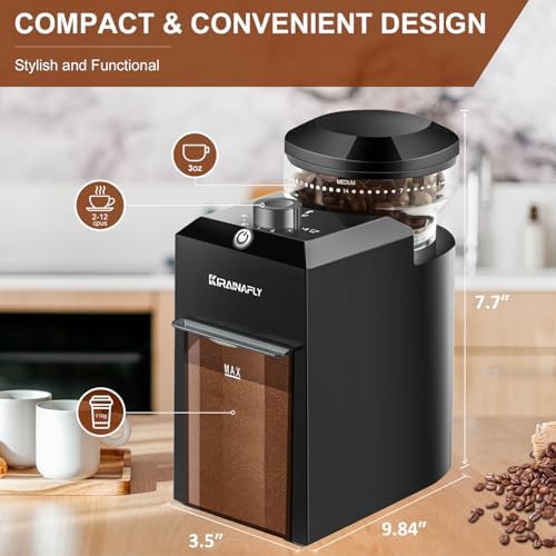 Kirainafly black gray electric burr grinder — photo 5