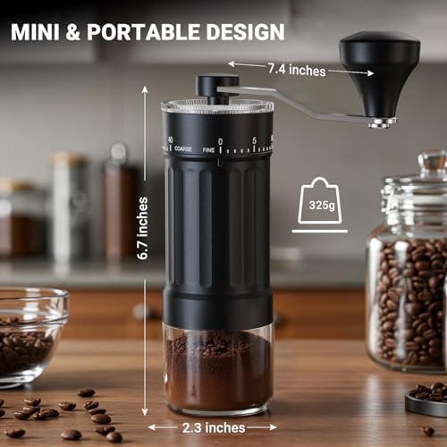 Mini manual coffee grinder in black — photo 4